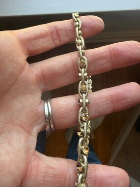 Lia Sophia Kian Family edition Gold-Tone Link Necklace with brown gemstones